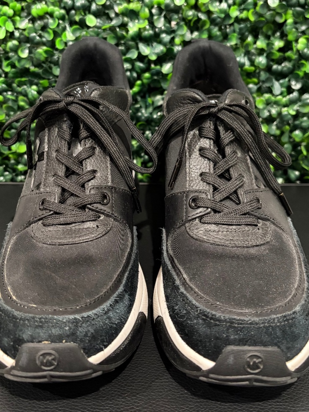 Michael Kors Black Fabric Suede Trim Sneakers Size 8.5